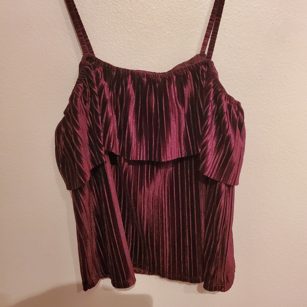Purple velvet off the shoulder top